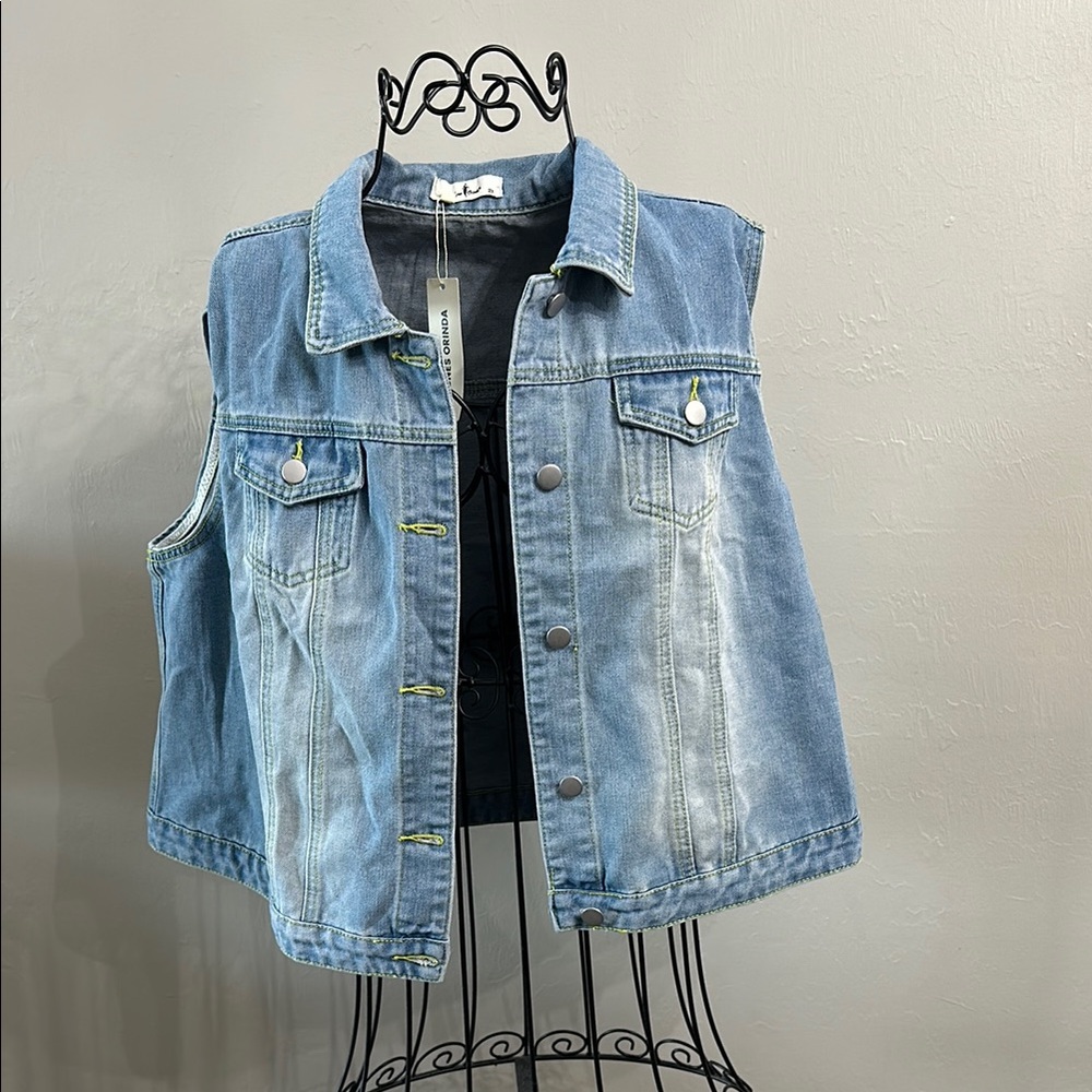 Blue Denim Sleeveless Vest
